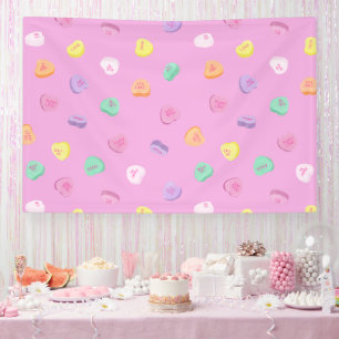 Valentines Day Candy Hearts Pattern Banner
