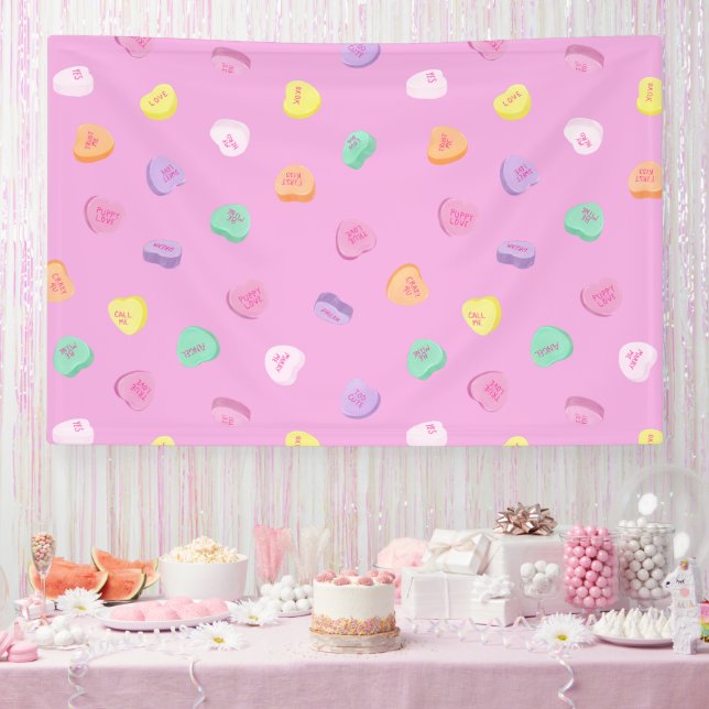 Valentines Day Candy Hearts Pattern Banner (Party)