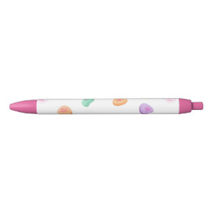 Valentines Day Candy Hearts Pattern Black Ink Pen