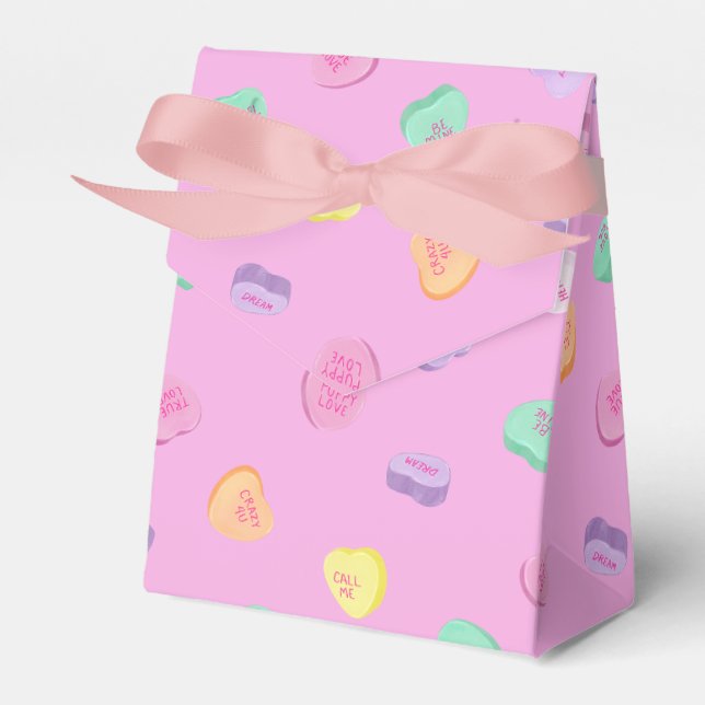Valentines Day Candy Hearts Pattern Favour Box (Front Side)
