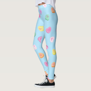 Valentines Day Candy Hearts Pattern Leggings