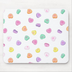 Valentines Day Candy Hearts Pattern Mouse Pad