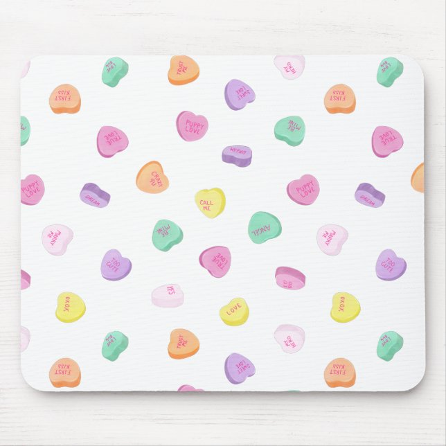 Valentines Day Candy Hearts Pattern Mouse Pad (Front)