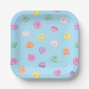 Valentines Day Candy Hearts Pattern Paper Plate