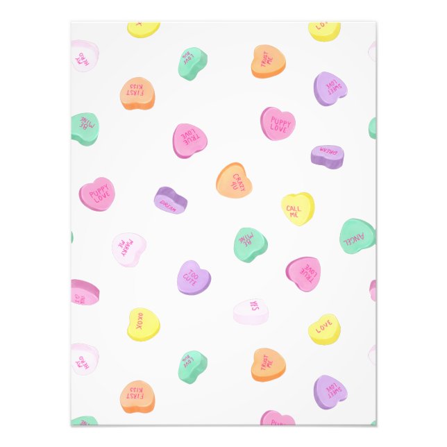 Valentines Day Candy Hearts Pattern Photo Print (Front)