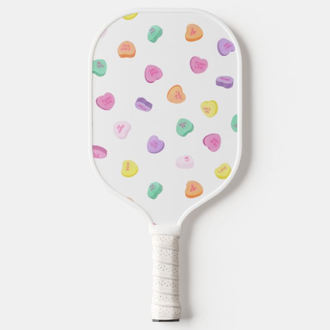 Valentines Day Candy Hearts Pattern Pickleball Paddle (Front)