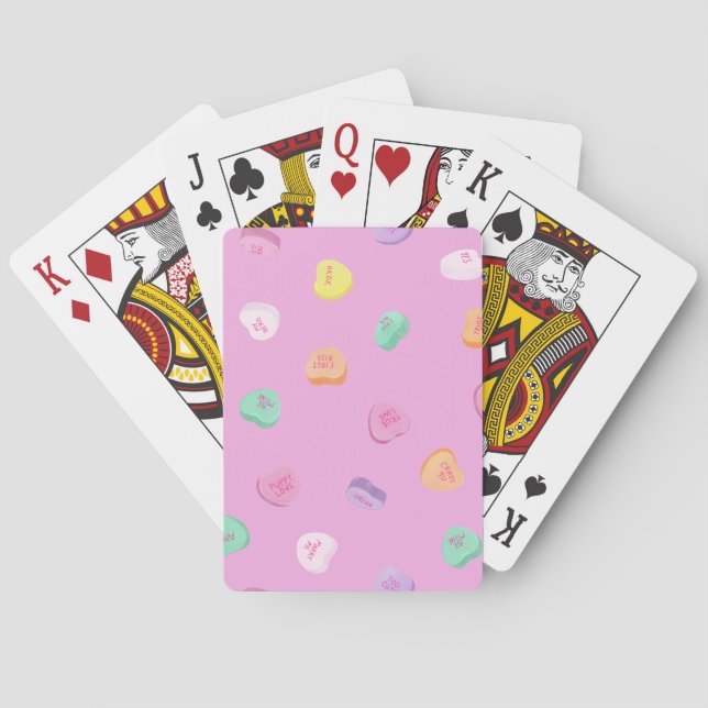 Valentines Day Candy Hearts Pattern Playing Cards (Back)