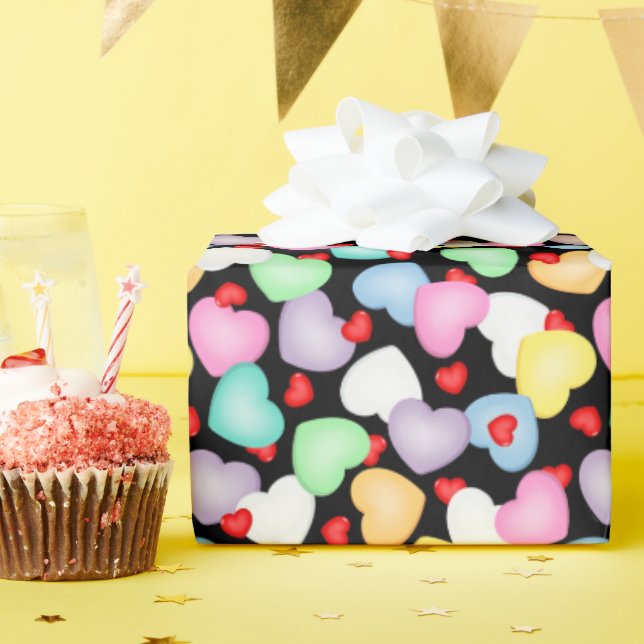 Valentine's Day Candy Hearts Pattern Wrapping Paper (Birthday Party)