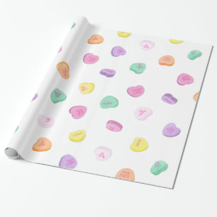 Valentines Day Candy Hearts Pattern Wrapping Paper