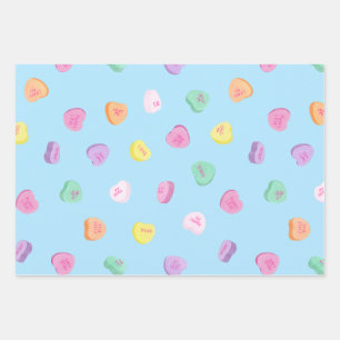 Valentines Day Candy Hearts Pattern Wrapping Paper Sheet