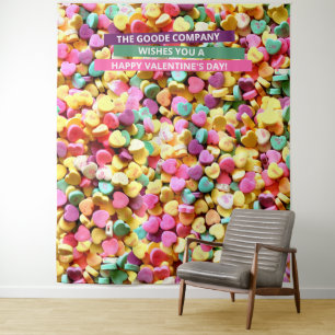 Valentines Day Candy Hearts   Photo Backdrop Tapestry