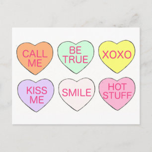 Valentine's Day Candy Sweet Conversation Hearts Holiday Postcard