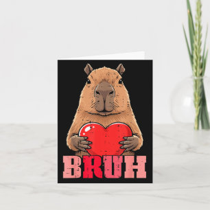 Valentines Day Capybara Heart Bruh Capy Meme Men W Card