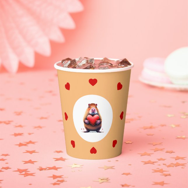 Valentine's Day Capybara Paper cup (Insitu)