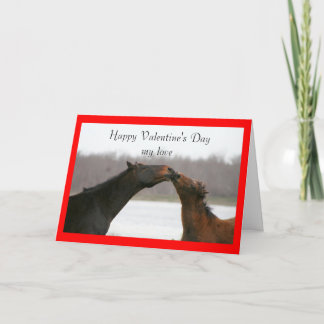 Valentine's Day Card, Customisable, Kissing Horses Card