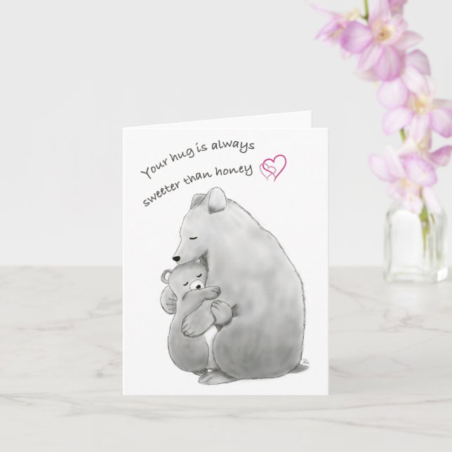 Valentine's Day Card, Cute Bear Card for Mum (Orchid)