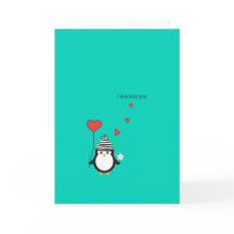 Valentine's Day Card - Cute Penguin Illustration