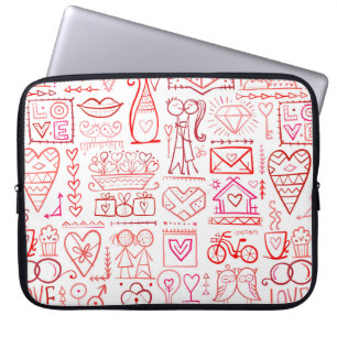 Valentine's day card design. Love and Wedding seam Laptop Sleeve
