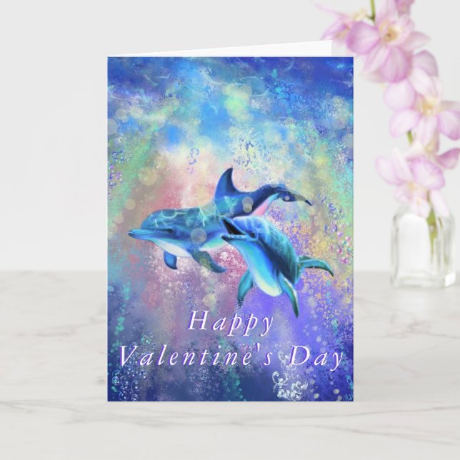 Valentine's Day Card Dolphin Couple - Romantic (Orchid)
