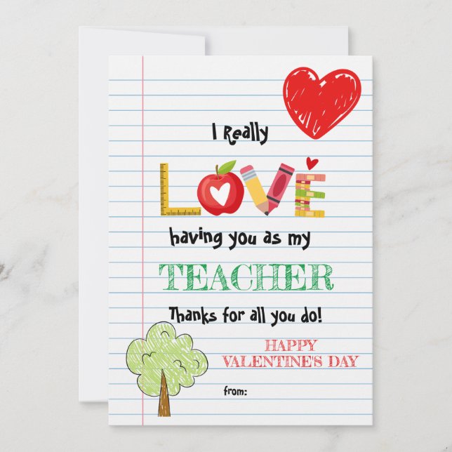 Valentine's Day Card for Teacher (Front)