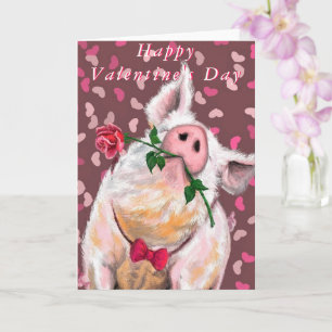 Valentine's Day Card Gentleman Pig Fun