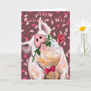 Valentine's Day Card Gentleman Pig Romantic