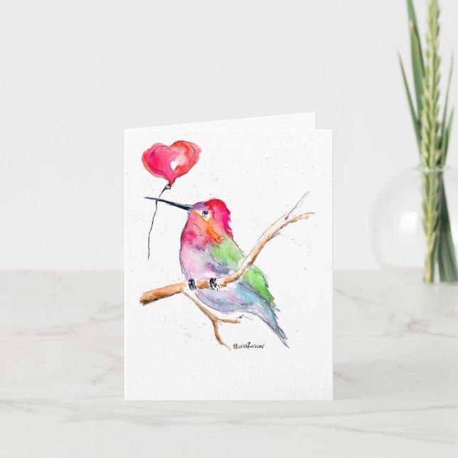 Valentine's Day  card "Humming bird in love" (Front)