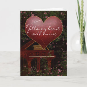 Valentine's Day Card - Piano, Music, Roses