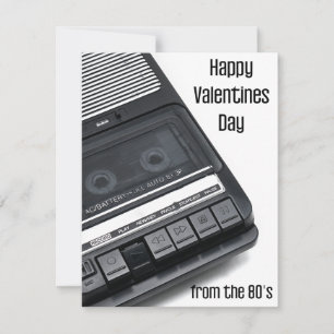 Valentine's day card, tape recorder 80's holiday card