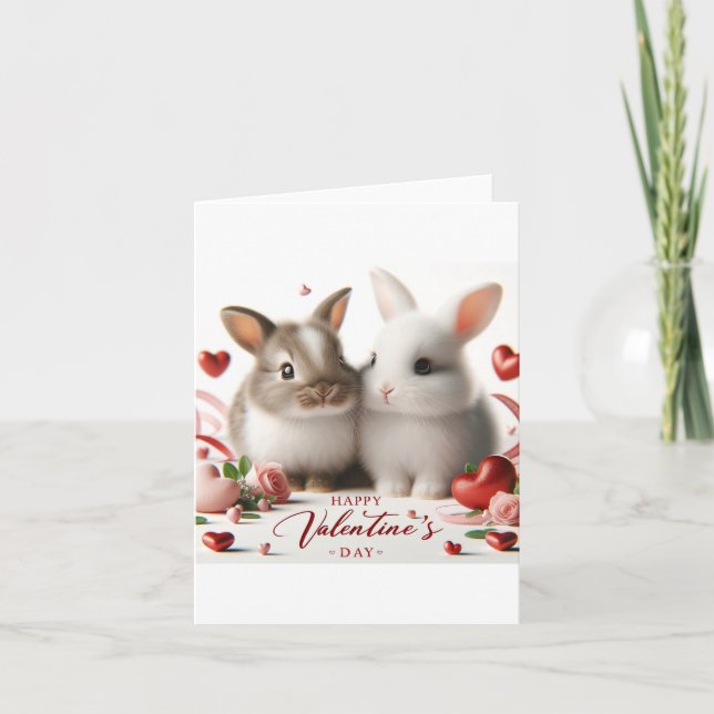 Valentine's Day card with bunnies (Front)