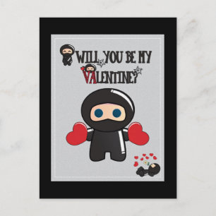 Valentine's Day Card with Cute Ninja Characters