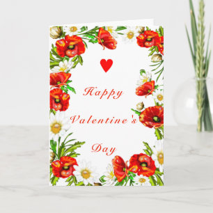 Valentine's Day Card with Flowers and Custom Text