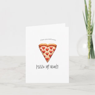 Valentines Day Card with Heart Pizza Slice