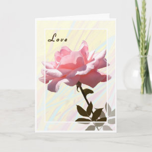 Valentine's Day Card with Pink Open Rose