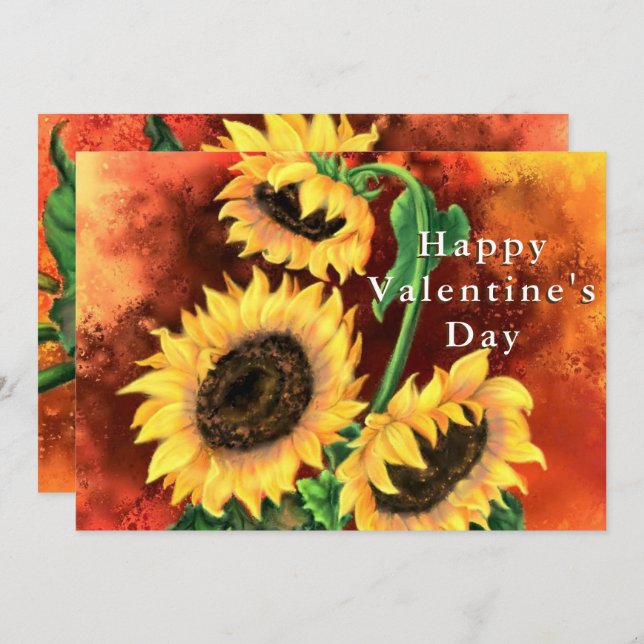 Valentine's Day Card with Sunflowers (Front/Back)
