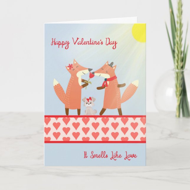 Valentine's Day Card with Two Cute Foxes (Front)