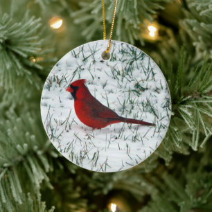 Valentine's Day Cardinal Ceramic Ornament