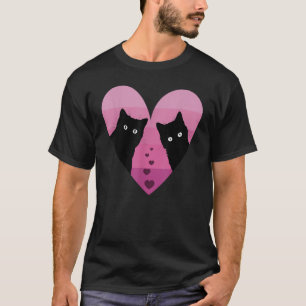 Valentines Day Cat Couple Heart Retro Girlfriend C T-Shirt