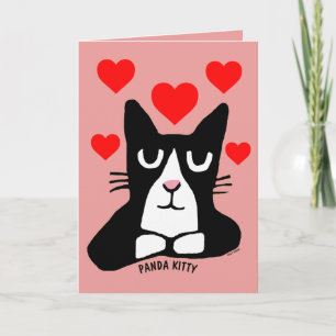 VALENTINE'S DAY CAT GREETING CARDS, PANDA KITTY CARD