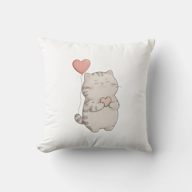 Valentine's Day Cat Hearts Expression of Love Cushion (Front)