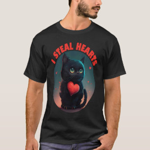 Valentines Day Cat I Steal Hearts Men Women Kids T-Shirt