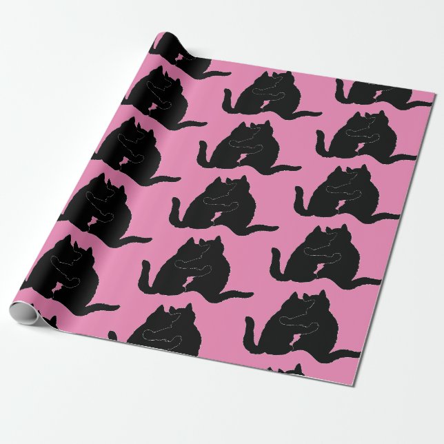 VALENTINE'S DAY CAT WRAPPING PAPER (Unrolled)