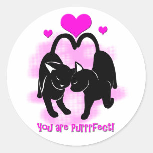 Valentines Day Cats Classic Round Sticker