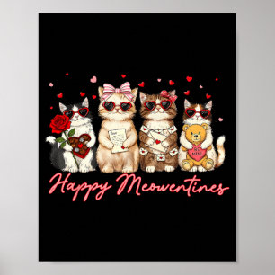 Valentines Day Cats Happy Meowentines Kitten Women Poster