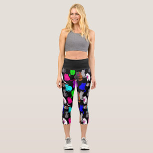 valentines day cats heart colourful  capri leggings