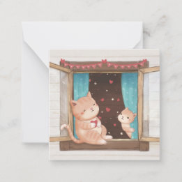 Valentine's Day: Cats & Hearts Illustration Card