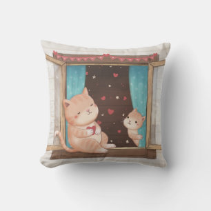 Valentine's Day: Cats & Hearts Illustration Cushion