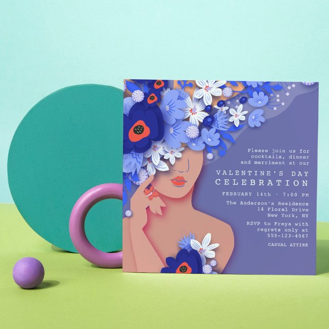 Valentine's Day Celebration Modern Girly Floral Invitation (Creator Uploaded)