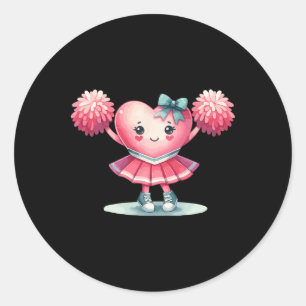 Valentines Day Cheerleader Cheerleading Cheer Girl Classic Round Sticker