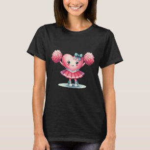 Valentines Day Cheerleader Cheerleading Cheer Girl T-Shirt